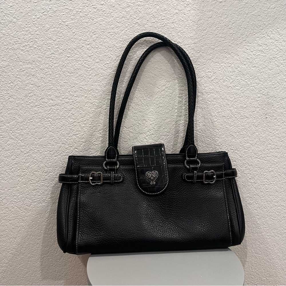 Elegant Black Handbag Brighton Pebble leather